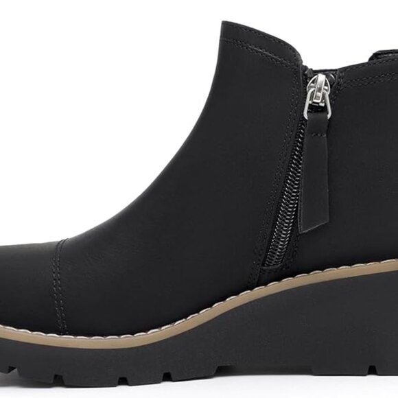 Athlefit Women's Wedge Chelsea Boots Platform Elastic Short Ankle Booties - Picture 2 of 6